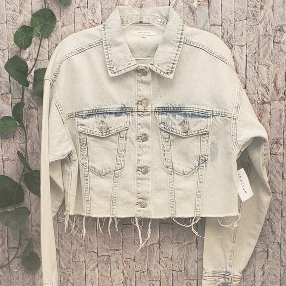 Acid-Wash Cropped Denim Jacket - Picture 1 of 10